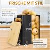 BlingBin Aufbewahrungsbox 3er Set Gemüsevorratsdosen mit Bambusdeckel (3er Set, 3 St, Groß 18.3*15.7*34 cm Mittel 14*14*17 cm Klein 12*12*14 cm), für Kartoffeln, Zwiebeln und Knoblauch, hält Gemüse länger frisch Bild 3