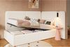 Merax Einzelbett, Kinderbett, Polsterbett 90x200cm Daybett, mit hydraulischem Stauraum Aufladen Leselampe, Bouclé , beige Bild 3