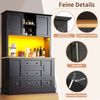Hochschrank mit LED-Beleuchtung und App-Steuerung (115×40×180 cm), moderner Wohnzimmerschrank mit 4 Türen und 3 Schubladen, Küchenvitrine mit Musik-Lichtfunktion und Kippschutz, Schwarz Bild 5