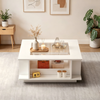 Merax Couchtisch 70x70x30 cm, Quadratischer Kaffeetisch in Weiß mit Glasplatte, Hochglanzoberfläche & LED-Beleuchtung, Beistelltisch, Sofatisch Bild 3