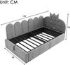 Merax Einzelbett 90x190 cm, Kinderbett, Polsterbett, Daybett, Tagesbett-Schlafsofa mit Stauraum (hydraulisch), Gästebett L-Form Samt, Grau Bild 4