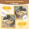 Merax Einzelbett 90x190 cm, Kinderbett, Polsterbett, Daybett, Tagesbett-Schlafsofa mit Stauraum (hydraulisch), Gästebett L-Form Samt, Grau Bild 5