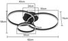ZMH Deckenlampe LED Deckenleuchte Wohnzimmer - Schwarz Dimmbar 82CM Wohnzimmerlampe mit Fernbedienung 74W mit 3 Ringen Design aus Acryl für Schlafzimmer Büro Küche Arbeitszimmer Hotel Bild 5