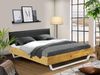 Möbel-Eins CURBY Kufenbett mit Polster-Kopfteil, Material Massivholz, rustikale Altholzoptik, Fichte, Kufen Weiß natur 160x200 cm Kunstleder Schwarz Bild 2