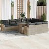 vidaXL 11-tlg. Garten-Sofagarnitur mit Kissen Hellgrau Poly Rattan 3326393 Bild 1