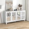 Anrichte MDF mit Spiegeloberfläche & 4 Türen, 160x40x84 cm, Weiß Bild 3