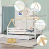 REDOM Bett Kinderbett, Ausziehbett Schiebebett (mit ausziehbarem Schiebebett, naturfarbener Dachstuhl, mit Rollen, 90x200 & 90x190 cm), Ohne Matratze Bild 2