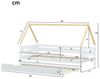 REDOM Bett Kinderbett, Ausziehbett Schiebebett (mit ausziehbarem Schiebebett, naturfarbener Dachstuhl, mit Rollen, 90x200 & 90x190 cm), Ohne Matratze Bild 4