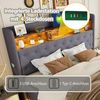 HAUSS SPOLE Polsterbett 180x200cm Stauraumbett mit USB-Ladeanschluss, LED-Licht, Leinen, Grau (Luxuriöses LED-Polsterbett,mit USB-Ladeanschluss und hydraulischem Stauraum, 180 x 200 cm), ohne Matratze Bild 4