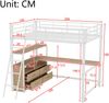 Hochbett 140 × 200 cm mit Metallrahmen, L-förmigem Schreibtisch und 4 Schubladen, weiß Bild 4