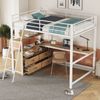 Hochbett 140 × 200 cm mit Metallrahmen, L-förmigem Schreibtisch und 4 Schubladen, weiß Bild 2