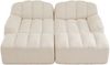 2-Sitzer Sofa mit 2 Ottomane, modular, Granulierter Fleece, 210 x 165 x 79 cm, Beige Weiß Bild 4