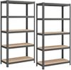 Standregal,2er Set, Schwerlastregal, Kellerregal, Bücherregal, Lagerregal, 5 Ablagen, Küchenregal, Regal,verstellbare Ablagen, Industriestil,180x90x40cm,Grau,GLR040G02 Bild 2