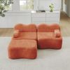 Ecksofa Orange aus Samt, modulares 2-Sitzer Sofa mit Ottomane, rahmenloses Wellendesign,70x192x167 cm Bild 2
