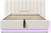 Polsterbett 160x200 cm mit hydraulischem Bettkasten, 360° LED (App/FB) und 3×USB+1×Typ‑C, PU, Weiß Bild 5