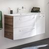 FACKELMANN VERONA Waschbecken mit Unterschrank 115 cm breit, Weiß/Braun Dunkel, Waschbecken Gussmarmor Weiß + Unterschrank Türanschlag links Bild 2