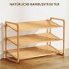 HOMCOM Standregal 3-stöckiges Schuhregal aus Bambus, freistehendes Aufbewahrungsregal für 12 Paar Schuhe 1-tlg, Schuhregalständer für Flur, Wohnzimmer, 76 x 33 x 50,8 cm, Naturholz Bild 3