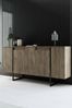 Dmora Kommode Arta, Wohnzimmerbuffet, Wohnzimmer-Sideboard, Moderne Küchen-Speisekammer, 160x35h80 cm, Walnuss und Schwarz Bild 2