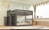 Niedriges Etagenbett Grau 140x200 Mit Schubladen Sicherheitszaun Treppe Stauraum Kiefer Massivholz 120kg Belastbar Kinderzimmer Jugendzimmer Platzsparend Geschwisterbett Spielbereich Bild 2