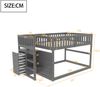 Niedriges Etagenbett Grau 140x200 Mit Schubladen Sicherheitszaun Treppe Stauraum Kiefer Massivholz 120kg Belastbar Kinderzimmer Jugendzimmer Platzsparend Geschwisterbett Spielbereich Bild 3