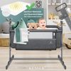 KESSER® Zustellbett Hubi 3in1 Baby Beistellbett Reisebett Babybett mit weich Matratze, mit Rollen Kinderbett, 5-fach Höhenverstellung, Faltbare Seitenwand für zu Hause und unterwegs Dunkelgrau Bild 3