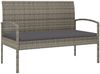 vidaXL Gartenbank mit Kissen Grau 105 cm Poly Rattan 362167 Bild 2