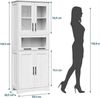 GarveeMore Küchenbuffet mit 5 Türen & 2 verstellbaren Regalen,60 x 30 x 170 cm Mehrzweckschrank,Küchenschränke,für Küche und Wohnzimmer Bild 2