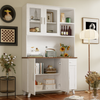 Hochschrank 114x40x190 cm in Weiß und Holzoptik – rustikaler Stauraum für Wohnzimmer und Esszimmer Bild 3
