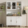 Hochschrank 114x40x190 cm in Weiß und Holzoptik – rustikaler Stauraum für Wohnzimmer und Esszimmer Bild 4