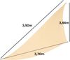 12x BURI Sonnensegel Dreieckig 390 x 384 x 370 cm Grau / Beige / Creme | UV-Schutz 50+ & Wasserabweisend | Robustes Polyester mit Spannseilen | Ideal für Garten, Balkon Bild 2