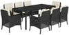 vidaXL 9-tlg. Garten-Essgruppe mit Kissen Schwarz Poly Rattan 3211847 Bild 2