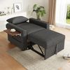 Merax Faltbares Schlafsofa mit USB-Ladeanschluss und Handyhalter, 1-Sitzer Relaxsessel Sofa Bett umwandelbar, Cord Stoff, grau Bild 2