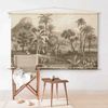 Bilderdepot24 Wandteppich modern Wald Tropisch Natur Vintage Tiere Vögel beige, rechteckig, Höhe: 2.6 mm, großes Wandbild aus Natur-Baumwolle Wandbehang Stoffbild Tuch Wollseil Bild 1