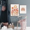 Poster Kinderzimmer Bilder Sonnenstrahlen Blumen Regenbogen und Regen Wolk als Deko Print ohne Rahmen - 40x50cm / 4 Bild 2