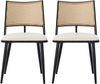 Esszimmerstuhl Set 2er, PU-Sitz mit Rattan-Rückenlehne geeignet für Wohnzimmer und Schlafzimmer, PU und Rattan, Schwarz, Bild 5
