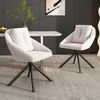 Drehstuhl 4er-Set 79cm×65cm×59cm aus Samt und Metall, beige, mit Rollen und ergonomischer Form Bild 3