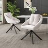 Drehstuhl 4er-Set 79cm×65cm×59cm aus Samt und Metall, beige, mit Rollen und ergonomischer Form Bild 2