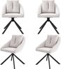 Drehstuhl 4er-Set 79cm×65cm×59cm aus Samt und Metall, beige, mit Rollen und ergonomischer Form Bild 4