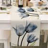 Diwzbyn Tischläufer Mode Pflanzen Blumen Tischläufer Tischdecke Bohemian Tabelle Flagge, für Küche Esstisch, Abwaschbar, Outdoor Urlaub Party Dekor 33x183 cm Bild 2