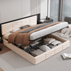 Polsterbett 160x200 cm, Samt, mit hydraulischem Bettkasten und höhenverstellbarem Kopfteil, Beige Bild 5