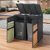 OKWISH Mülltonnenbox mit Klappdeckel,trash storage compartments,Abschließbar (Set, 2 St, horizontale Holzmaserungspaneele, ohne Mülltonne), Zwei Türen,Rautenförmige Ausschnitte Bild 4