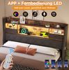 Polsterbett 160x200 cm mit hydraulischem Stauraum und LED-Kopfteil – graues Leinen Bild 5