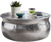 Wohnling Couchtisch KAREM 75 x 31 x 75 cm Aluminium Beistelltisch orientalisch rund, Silber Bild 2