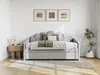 Vente-unique - ELUSIA Bett SamtStoff Grau - B 100 cm x H 116,5 cm x L 204 cm Bild 2