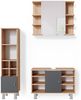 Badmöbel-Set Fynn Goldkraft Eiche 3 Teile, mit Midischrank Tür klein Vicco Bild 1
