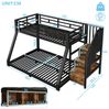Odikalo Etagenbett 90x200 140x200 Kinderbett Jugendbett mit LED Stauraumtreppe (Mit LED-Lichtleisten, Drei Staufächer,Treppenkonstruktionen mit Stauraum, Geländer, Stufe, en747 zertifiziert, ohne Matratze, Metall) Bild 4