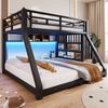 Odikalo Etagenbett 90x200 140x200 Kinderbett Jugendbett mit LED Stauraumtreppe (Mit LED-Lichtleisten, Drei Staufächer,Treppenkonstruktionen mit Stauraum, Geländer, Stufe, en747 zertifiziert, ohne Matratze, Metall) Bild 2
