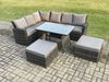 Fimous Hoher Rücken Rattan Gartenmöbel Set Polyrattan Ecksofa Esstisch Set mit 2 Großer Hockern 8 Sitzer Dunkelgrau gemischt Bild 2