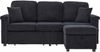 Ecksofa 194x73x81 cm Schwarz aus Corduroy mit LED-Beleuchtung, USB/TYPEC, Stauraum und modularen Sitzmodulen Bild 5