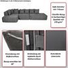 Sofa-Garnitur HWC-Q28, L-Sofa Couch Loungesofa, Stoff Chenille (270 g/m²) Liegefläche links 60x310x150cm ~ grün Bild 2